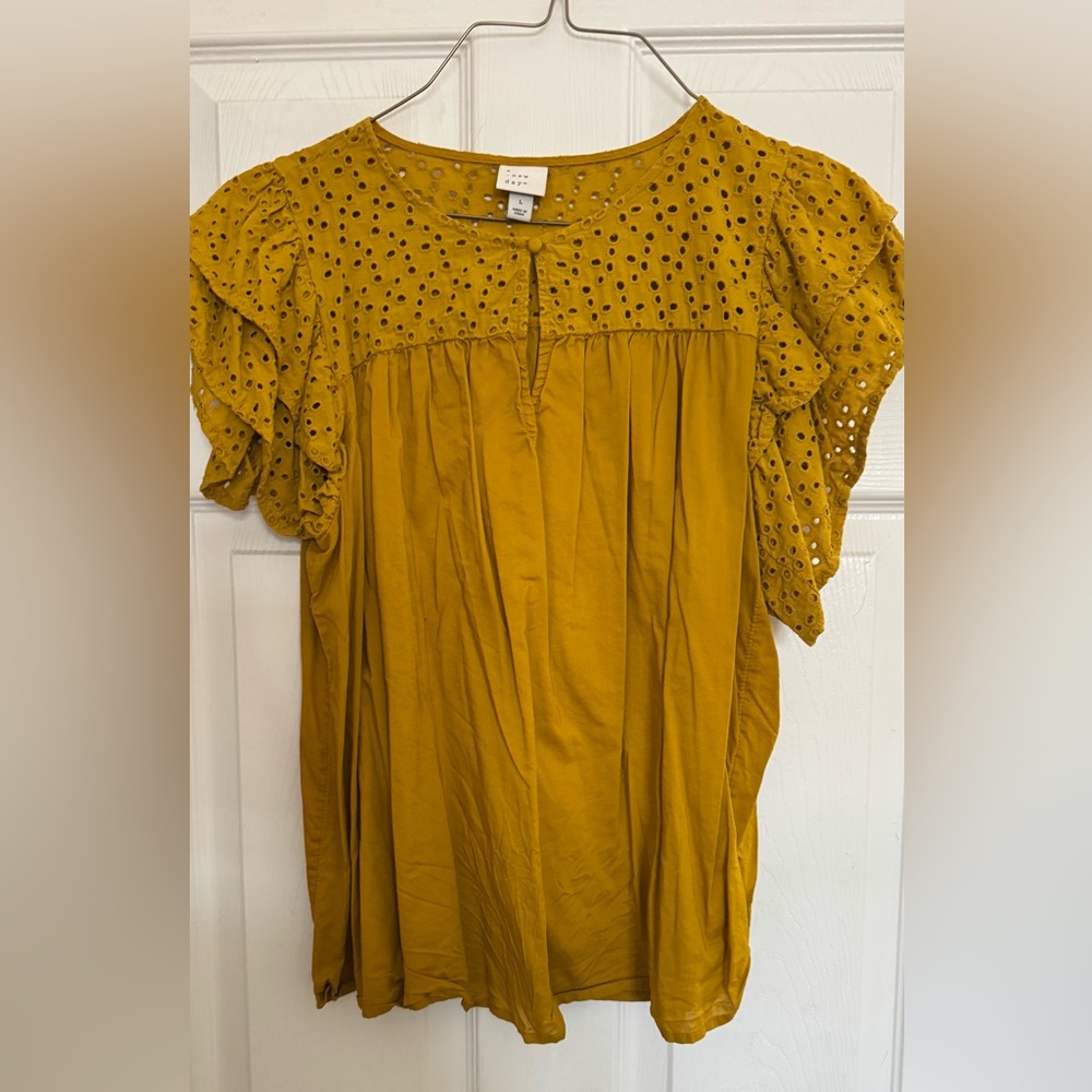 A New Day Golden Eyelet Top